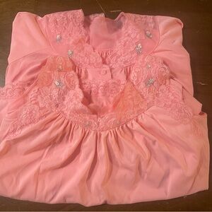 Vintage Elegant Pink Lace Nightgown and matching Robe